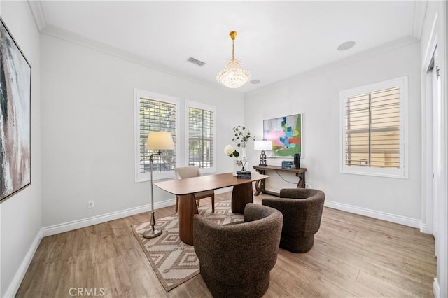 53 Interlude, Irvine, CA 92620 - office space with light wood-type flooring, crown molding, and a chandelier