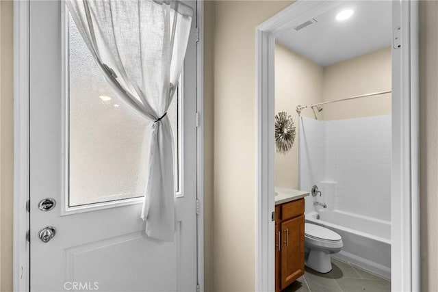 24912 Hearth Ct, Valencia, CA 91354 - full bath with tile patterned flooring, vanity, and bathtub / shower combination