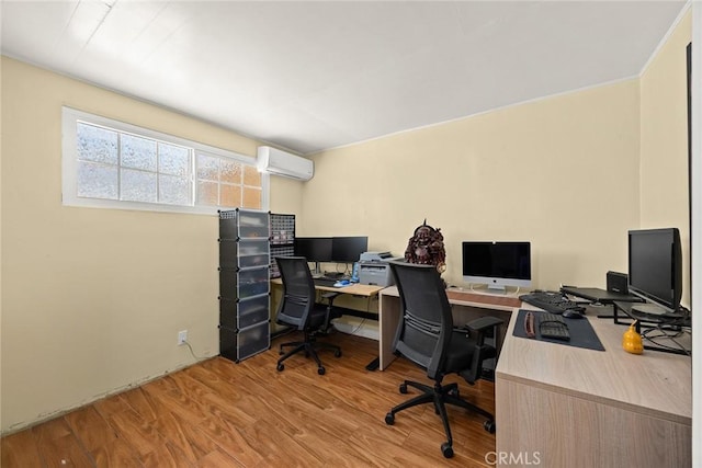 13162 Oaks Ave, Chino, CA 91710 - office with a wall mounted air conditioner and wood finished floors