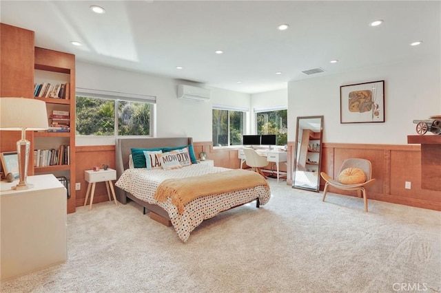 3163 Inclinado, San Clemente, CA 92673 - carpeted bedroom with a wall mounted AC, recessed lighting, and wainscoting