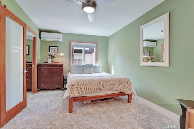 3163 Inclinado, San Clemente, CA 92673 - bedroom featuring an AC wall unit, carpet, and a ceiling fan