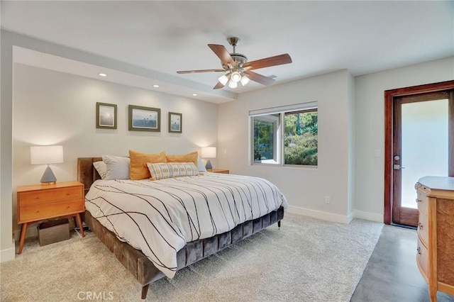3163 Inclinado, San Clemente, CA 92673 - bedroom featuring recessed lighting, ceiling fan, and concrete floors