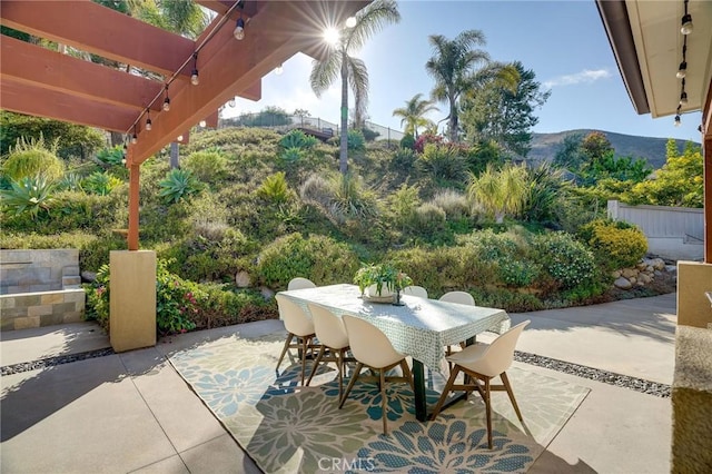 3163 Inclinado, San Clemente, CA 92673 - view of patio / terrace with outdoor dining space, a pergola, and a mountain view