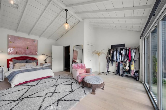1012 10th St, Manhattan Beach, CA 90266 - bedroom with wood finished floors, multiple windows, and wood ceiling