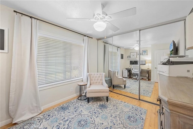 10270 Durango River Ct, Fountain Valley, CA 92708 - living area featuring ceiling fan and wood finished floors