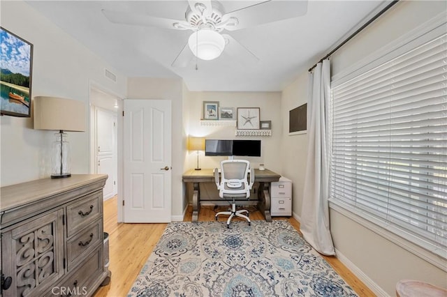 10270 Durango River Ct, Fountain Valley, CA 92708 - office featuring light wood-style flooring and ceiling fan