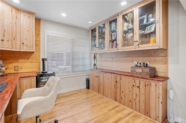 10270 Durango River Ct, Fountain Valley, CA 92708 - office featuring light wood-style flooring, recessed lighting, and beverage cooler