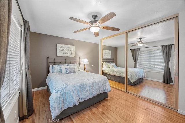 10270 Durango River Ct, Fountain Valley, CA 92708 - bedroom featuring light wood finished floors, a closet, and ceiling fan