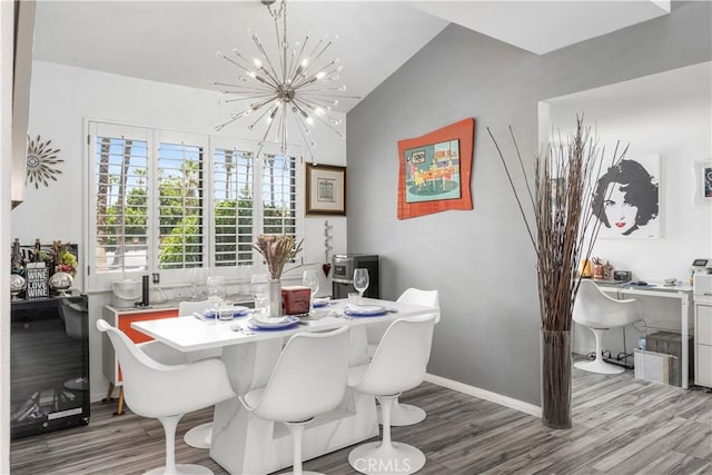 2455 Via Sonoma Unit A, Palm Springs, CA 92264 - dining space featuring wood finished floors and a chandelier
