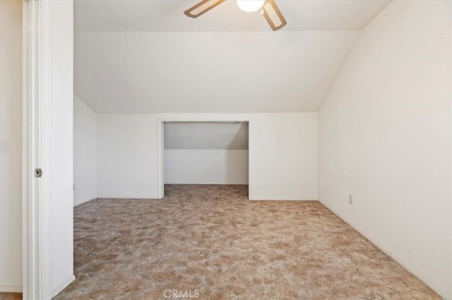 29801 Maxine Ln, Menifee, CA 92584 - additional living space featuring carpet flooring, lofted ceiling, and ceiling fan