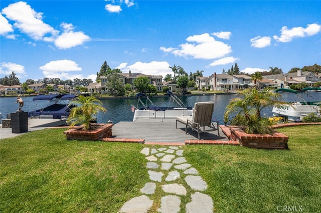 21761 Tahoe Ln, Lake Forest, CA 92630 - dock featuring a residential view, a yard, and a water view