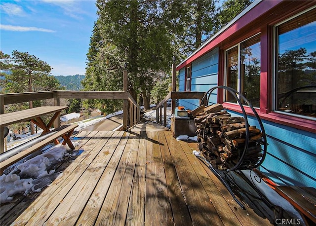 22052 Elliot Rd, Cedarpines Park, CA 92322 - wooden deck with a mountain view