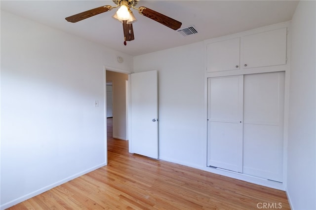 10935 Nassau Ave, Sunland, CA 91040 - unfurnished bedroom featuring light wood finished floors, a closet, and a ceiling fan