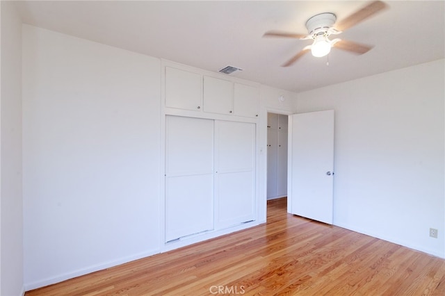 10935 Nassau Ave, Sunland, CA 91040 - unfurnished bedroom featuring light wood finished floors, a closet, and a ceiling fan