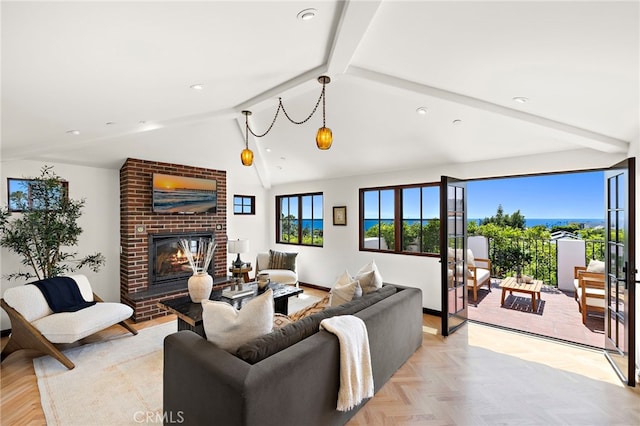 750 Manzanita Dr, Laguna Beach, CA 92651 - living room with a brick fireplace and recessed lighting