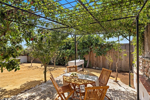 750 Manzanita Dr, Laguna Beach, CA 92651 - fenced backyard with outdoor dining area and a deck