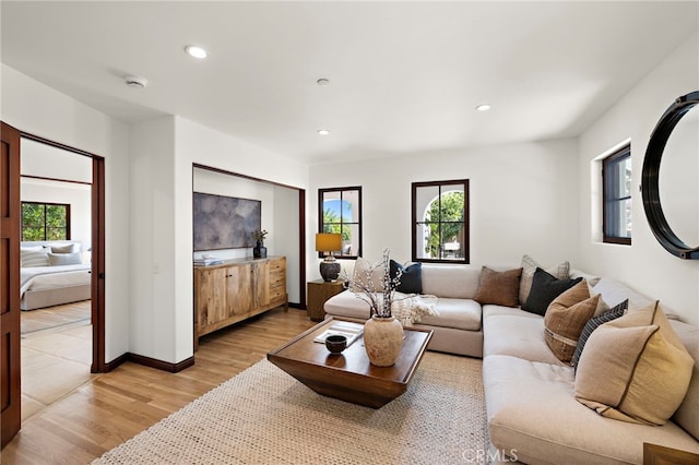 750 Manzanita Dr, Laguna Beach, CA 92651 - living area featuring healthy amount of natural light, light wood-style floors, and recessed lighting