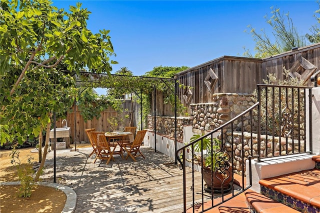750 Manzanita Dr, Laguna Beach, CA 92651 - view of patio featuring outdoor dining area and a deck