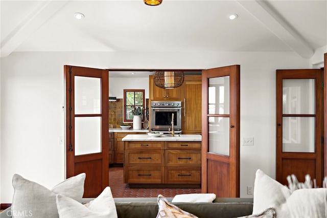 750 Manzanita Dr, Laguna Beach, CA 92651 - living area featuring recessed lighting and beam ceiling