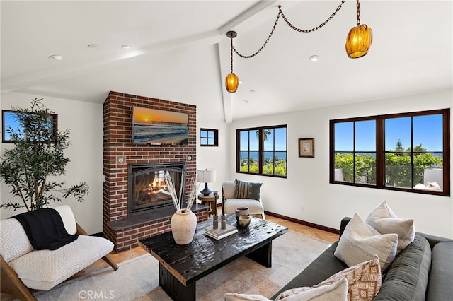 750 Manzanita Dr, Laguna Beach, CA 92651 - living area featuring a brick fireplace and baseboards
