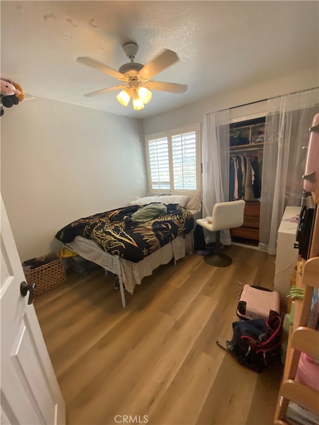 2304 Trickling Creek Dr, La Verne, CA 91750 - bedroom featuring wood finished floors, a closet, and ceiling fan