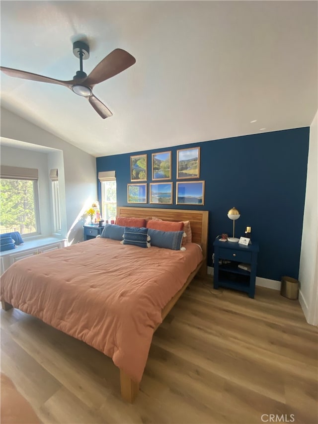 2304 Trickling Creek Dr, La Verne, CA 91750 - bedroom with wood finished floors, lofted ceiling, and ceiling fan