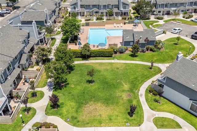 199 N Magnolia Ave Unit D, Anaheim, CA 92801 - aerial view of residential area with a pool area