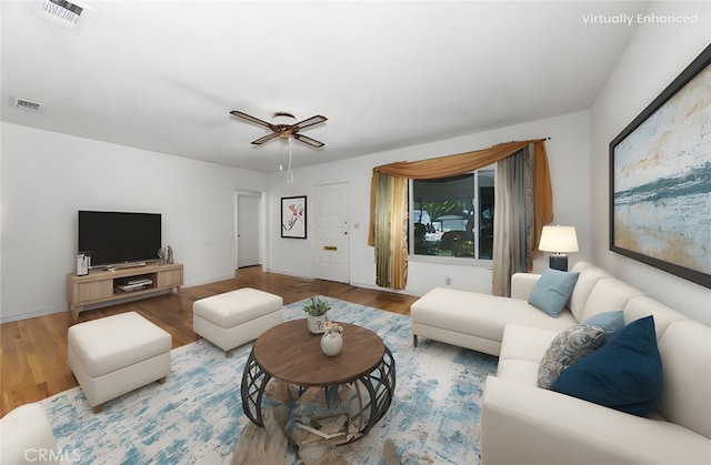5064 N Berkeley Ave, San Bernardino, CA 92407 - living room with wood finished floors and a ceiling fan