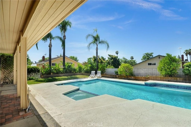 872 Deborah St, Upland, CA 91784 - view of swimming pool with a fenced backyard, a patio area, and a pool with connected hot tub