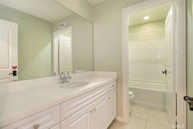 760 S Olive St, Anaheim, CA 92805 - full bathroom with vanity, tile patterned flooring, bathing tub / shower combination, and recessed lighting