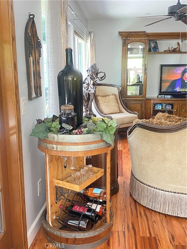 9849 Canada Way, Riverside, CA 92503 - living area featuring a ceiling fan and wood finished floors