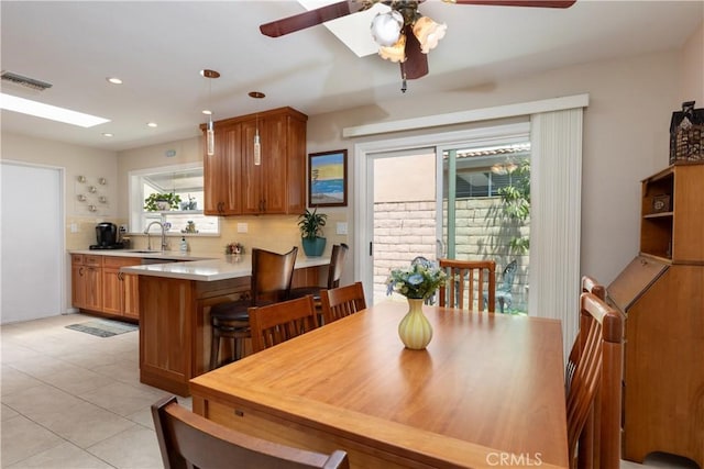 10262 Circulo De Juarez, Fountain Valley, CA 92708 - dining space featuring a ceiling fan, recessed lighting, and light tile patterned flooring
