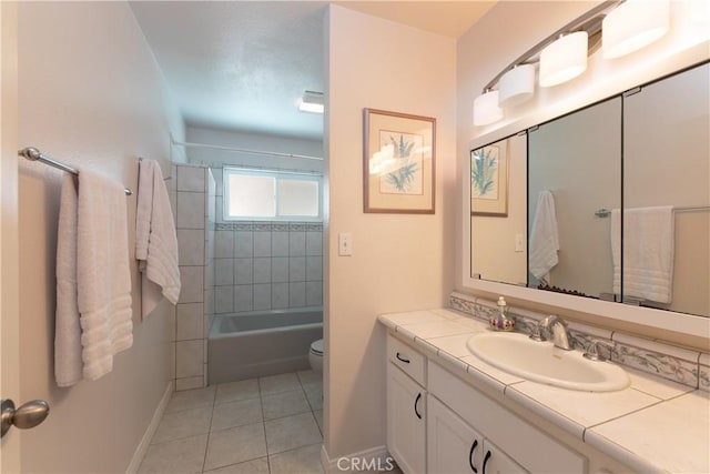 10262 Circulo De Juarez, Fountain Valley, CA 92708 - bathroom with vanity, tile patterned floors, and bathing tub / shower combination