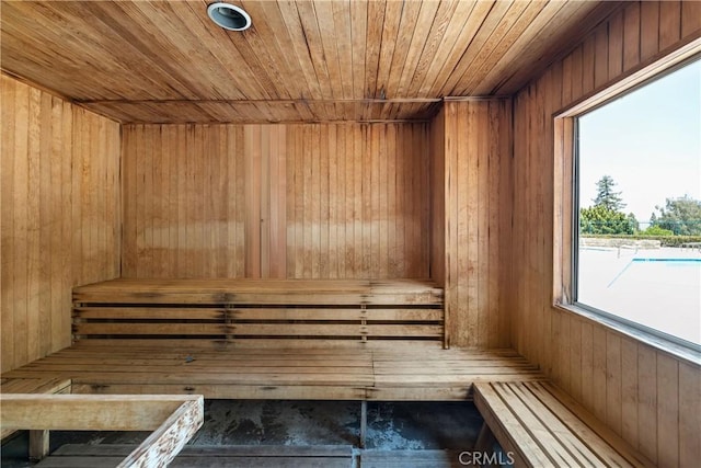 1441 Brett Pl Unit 148, San Pedro, CA 90732 - sauna / steam room with wood ceiling, plenty of natural light, and wooden walls