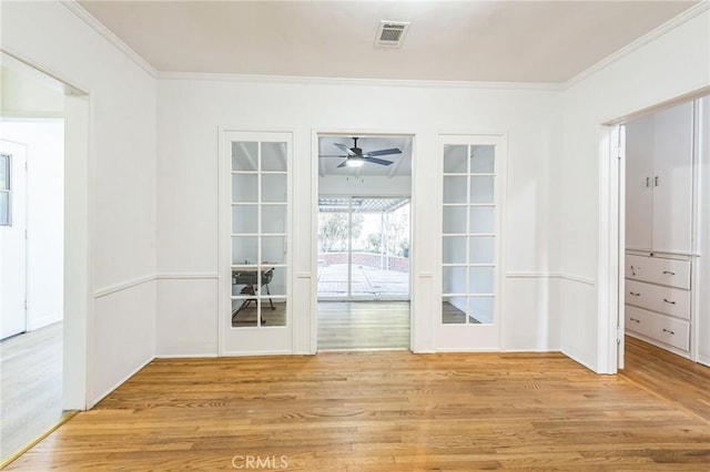 5516 Palm Ave, Whittier, CA 90601 - unfurnished dining area featuring wood finished floors, ornamental molding, and a ceiling fan