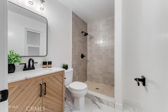 36848 Apache Plume Dr, Palmdale, CA 93550 - full bath with vanity, tiled shower, and marble finish floors