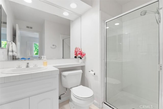 2303 Paseo Circulo, Tustin, CA 92782 - bathroom featuring vanity, a stall shower, and recessed lighting