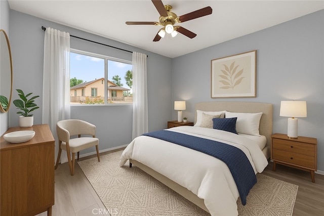 12007 163rd St, Norwalk, CA 90650 - bedroom with light wood-style flooring and a ceiling fan