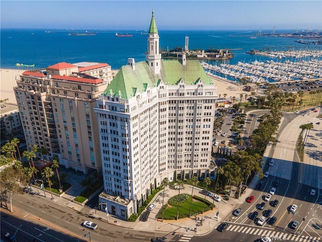 800 E Ocean Blvd Unit 201, Long Beach, CA 90802 - drone / aerial view of a nearby body of water and apartment complex / building