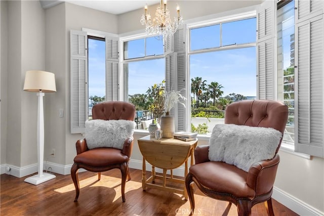 800 E Ocean Blvd Unit 201, Long Beach, CA 90802 - sitting room with a chandelier and wood finished floors
