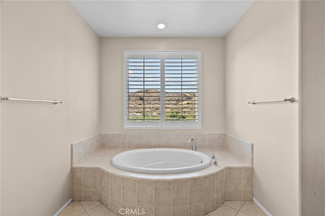 29243 Discovery Ridge Dr, Saugus, CA 91390 - bathroom featuring tile patterned floors and a garden tub