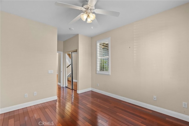 29243 Discovery Ridge Dr, Saugus, CA 91390 - empty room with hardwood / wood-style flooring, a ceiling fan, and a smoke detector