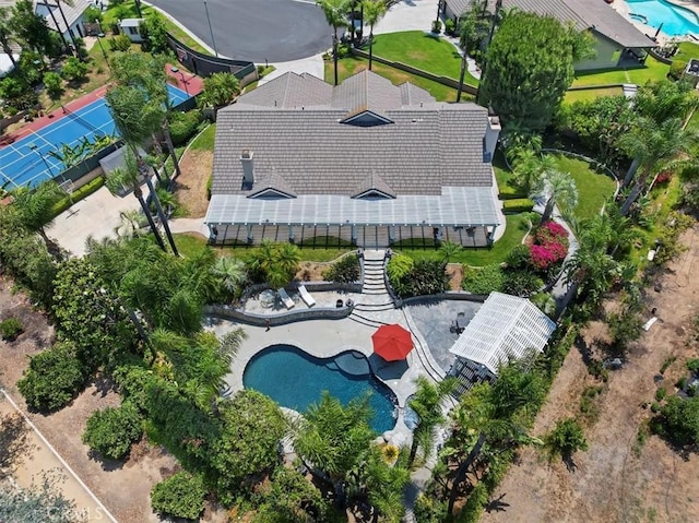 10847 Leota Ln, Riverside, CA 92503 - view from above of property with a pool
