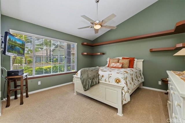 10847 Leota Ln, Riverside, CA 92503 - bedroom featuring vaulted ceiling, light carpet, and ceiling fan