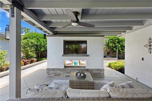 1335 N Vallejo Way, Upland, CA 91786 - view of patio featuring ceiling fan and an outdoor living space