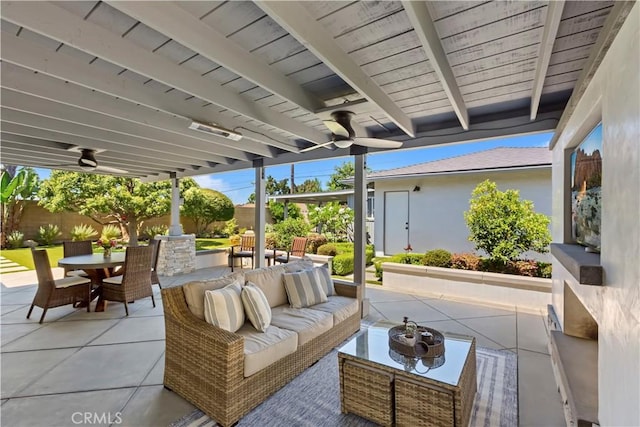 1335 N Vallejo Way, Upland, CA 91786 - view of patio featuring outdoor dining space, a ceiling fan, and an outdoor living space