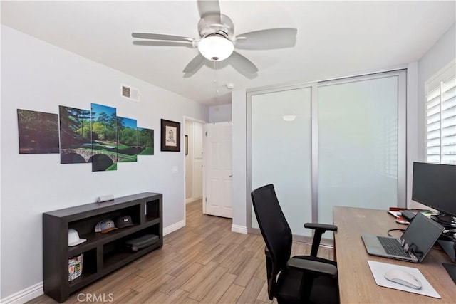 1335 N Vallejo Way, Upland, CA 91786 - office area featuring wood finished floors and a ceiling fan