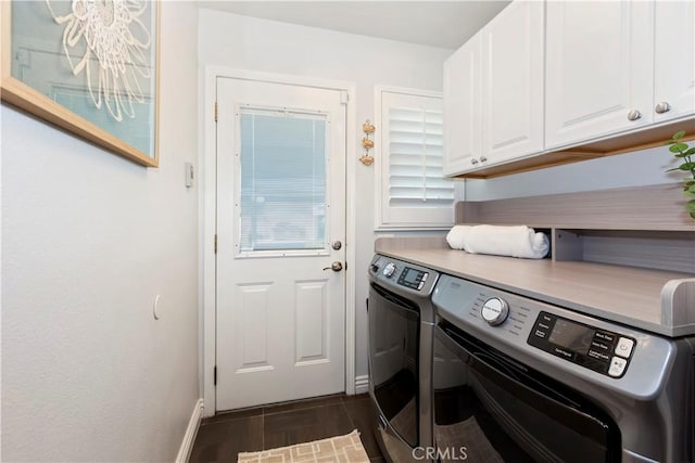 1335 N Vallejo Way, Upland, CA 91786 - washroom with cabinet space, separate washer and dryer, a chandelier, and dark wood-type flooring