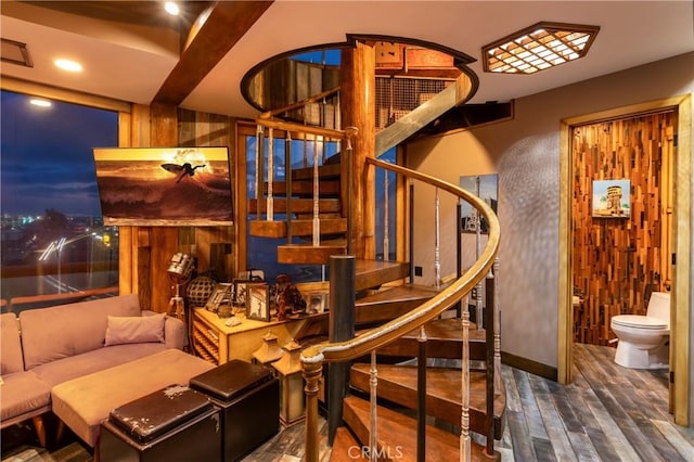 1 Anderson St, Seal Beach, CA 90743 - stairway featuring wood finished floors and recessed lighting