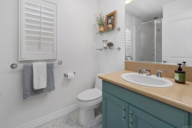 3474 Camino Cereza, Carlsbad, CA 92009 - full bathroom with vanity, a shower with door, and tile patterned flooring